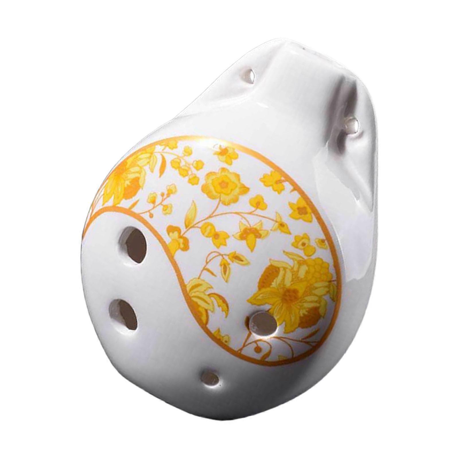 Handcrafted Ceramic Ocarina Altos C Tuning Smooth Ergonomics Golden Symbol Traditional Wind Instrument Multicolor
