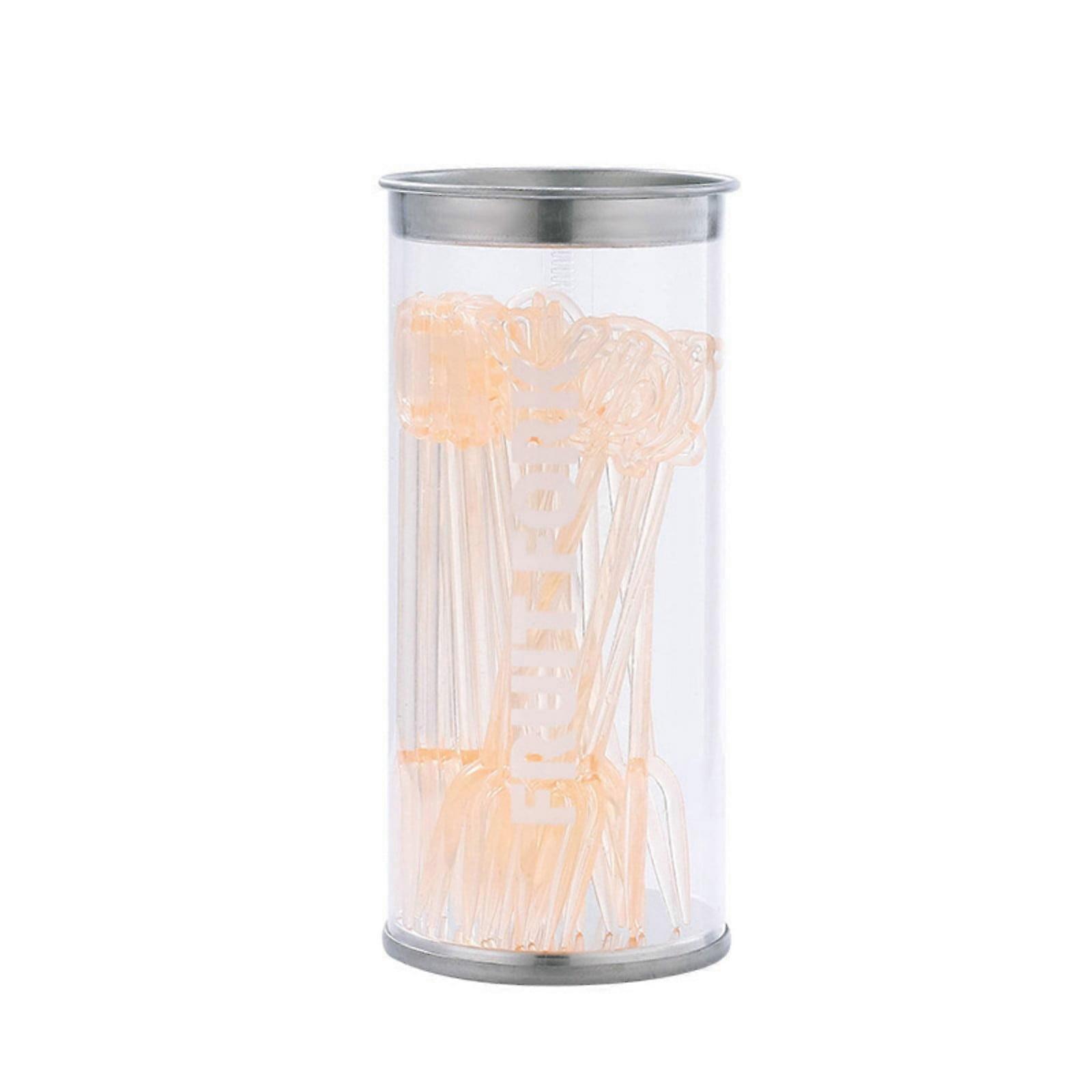 26 Letters Plastic Fruit Forks, Compatible with Dessert & Appetizer, 26 Pcs (Beige)