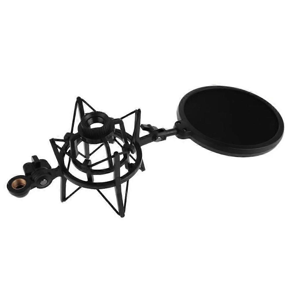Professional Microphone Shock Mount Holder Adjustable Studio Mic Bracket with Shield Filter Screen Studio Stand