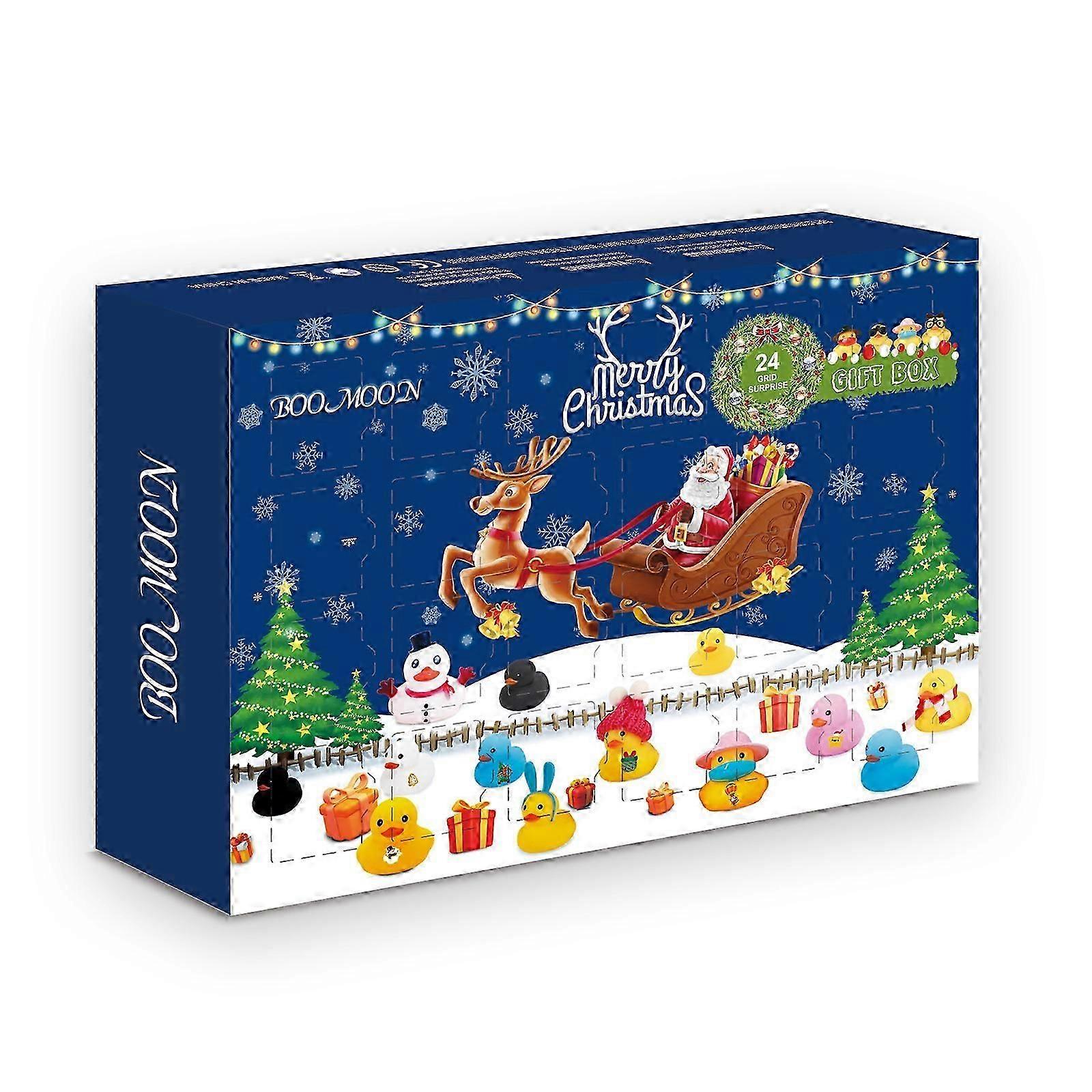 Blue, no specifications, 2023 new Christmas blind box rubber duck advent calendar, 24-compartment creative toy, Christmas rubber duck toy blind