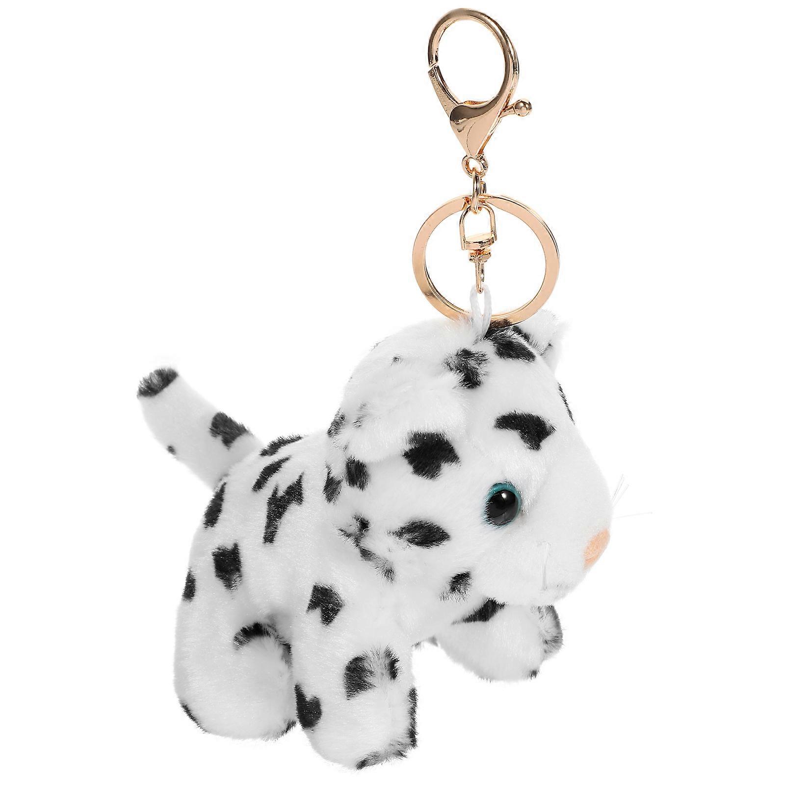Snow Leopard Stuffed Keychain for Backpack and Bag Hanging