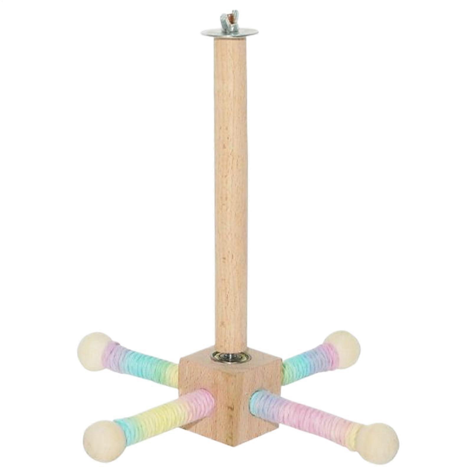 Stand with 360° Rotating Wooden Perch Hook for Bird Cage, Garden, Patio or Backyard