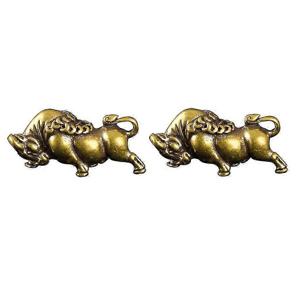 2 Pcs Copper Calf Statue for Home Adornment Decorative Use