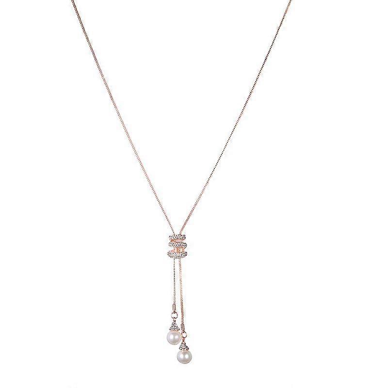 Pearl Crystal Sweater Necklace