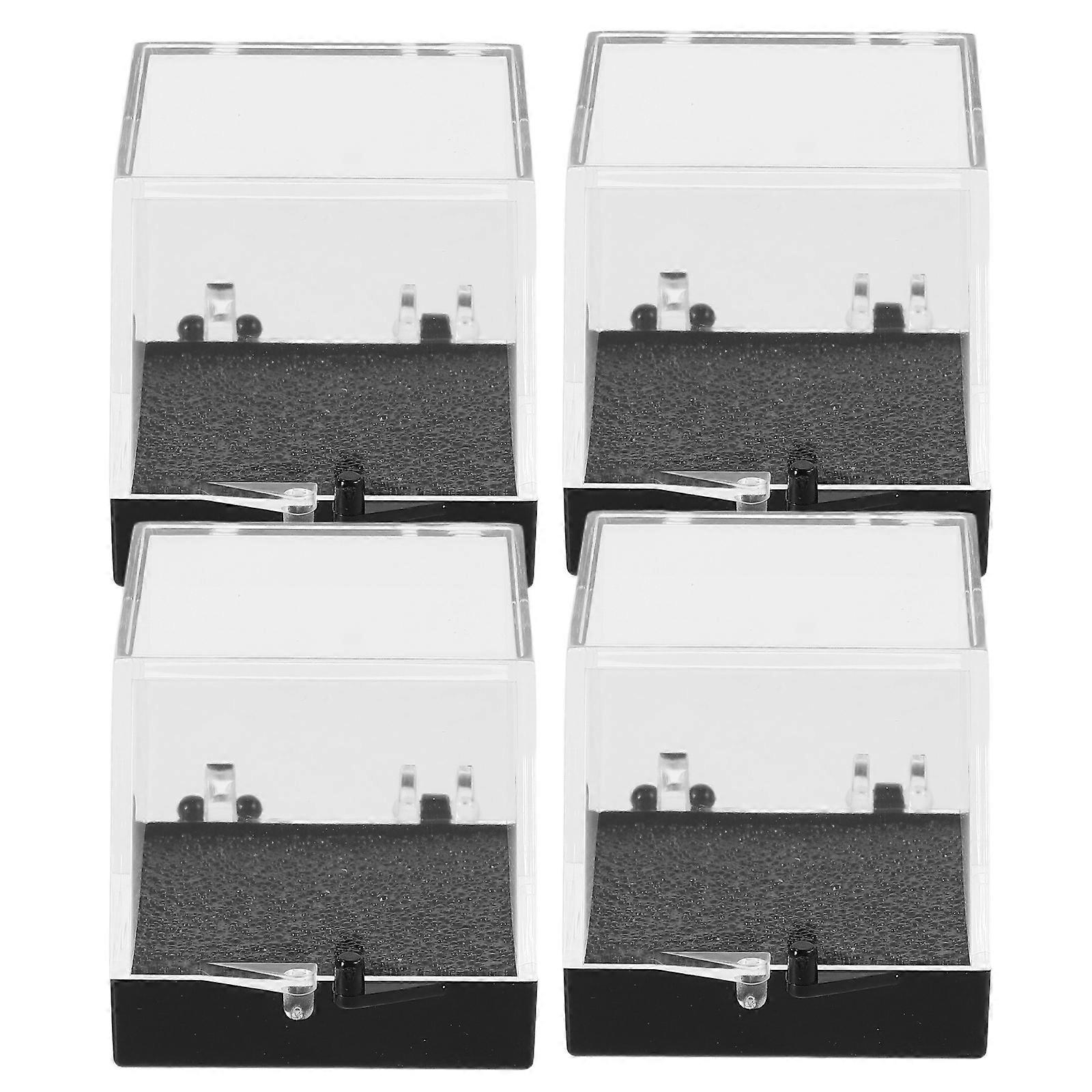 Black Acrylic Rock Collection Box with Snap Closure for Display 4pcs Transparent Square Storage Boxes