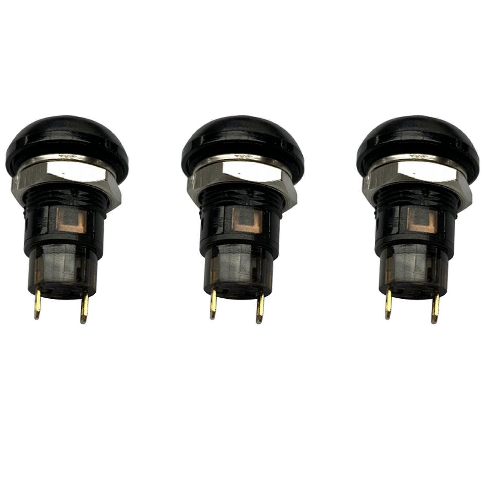 3X On-Off Latching Waterproof 12mm Push Button Switch SPST 2A IP67, Black
