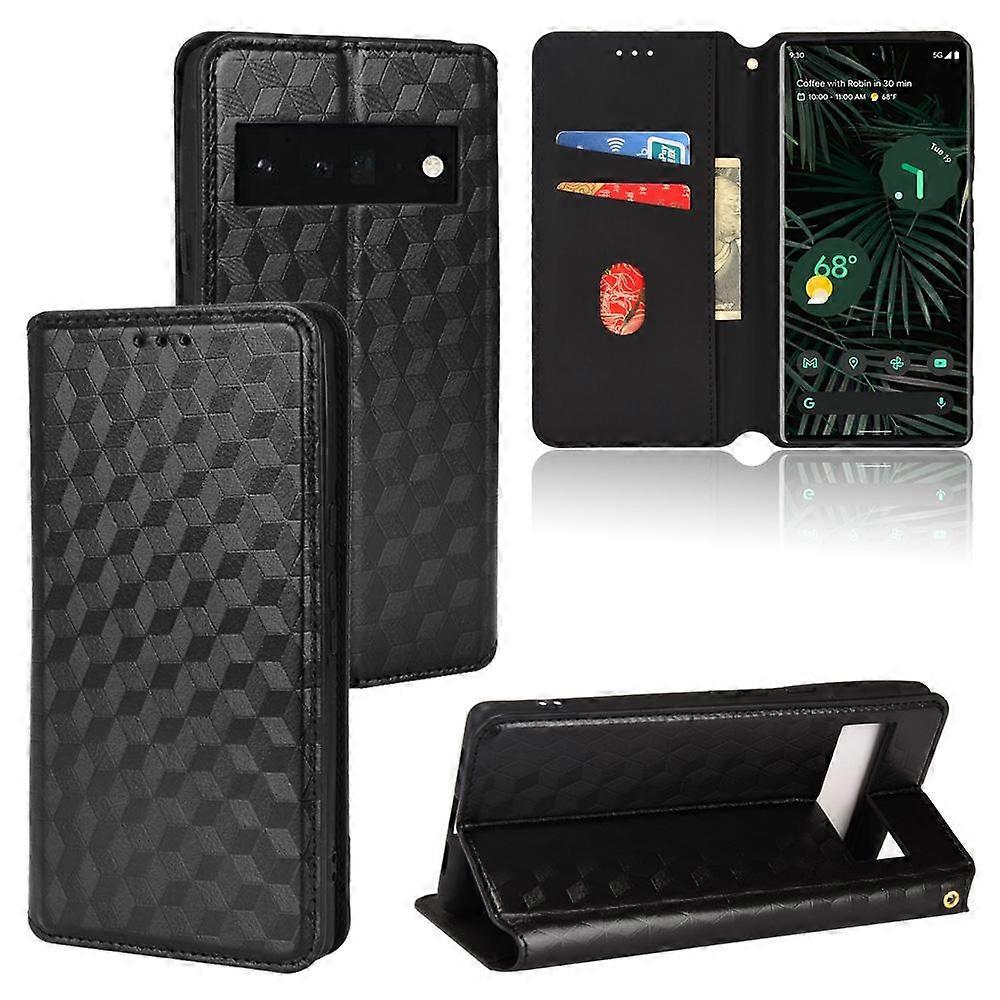 Cubic Grid Texture Flip Leather Phone Case