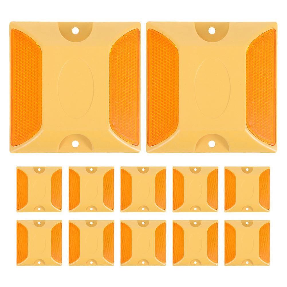 Driveway Reflective Markers ABS Yellow for Sidewalks 12Pcs Road Studs