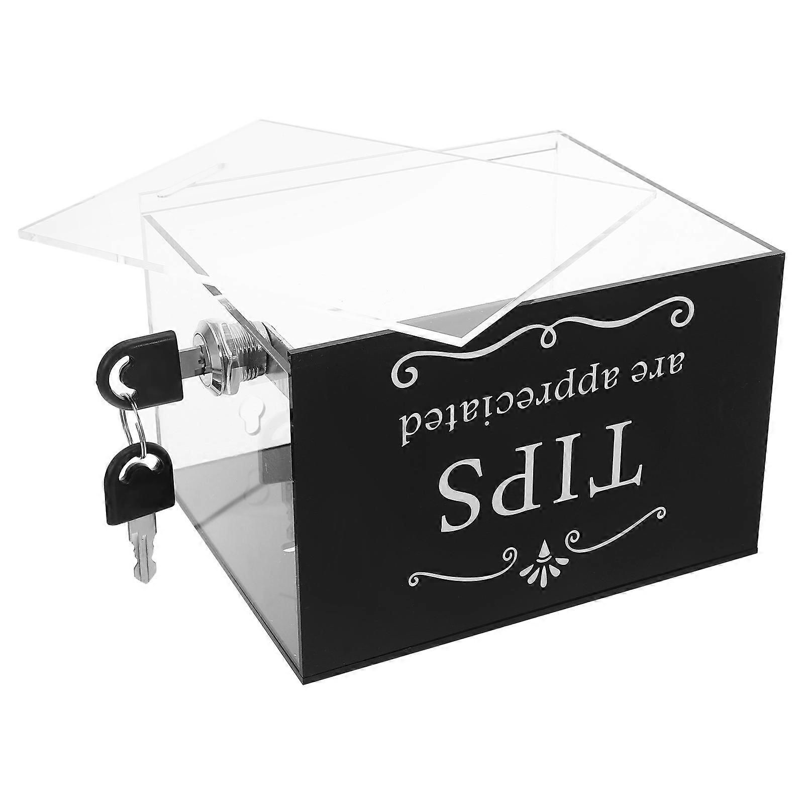 Tip Jar Acrylic Jar with Lock for Donation Transparent Money Container