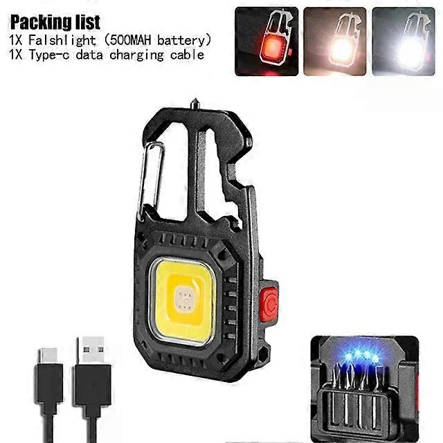 Mini LED Portable Keychain Flashlight Outdoor COB Work Light Emergency Lighting With Window Hammer Bottle Opener Lamp Camping