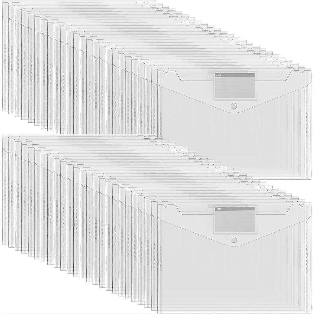 50 Pcs Plastic Envelopes File Folders with Snap Button Closure Document Organizer for Letter A4 Size