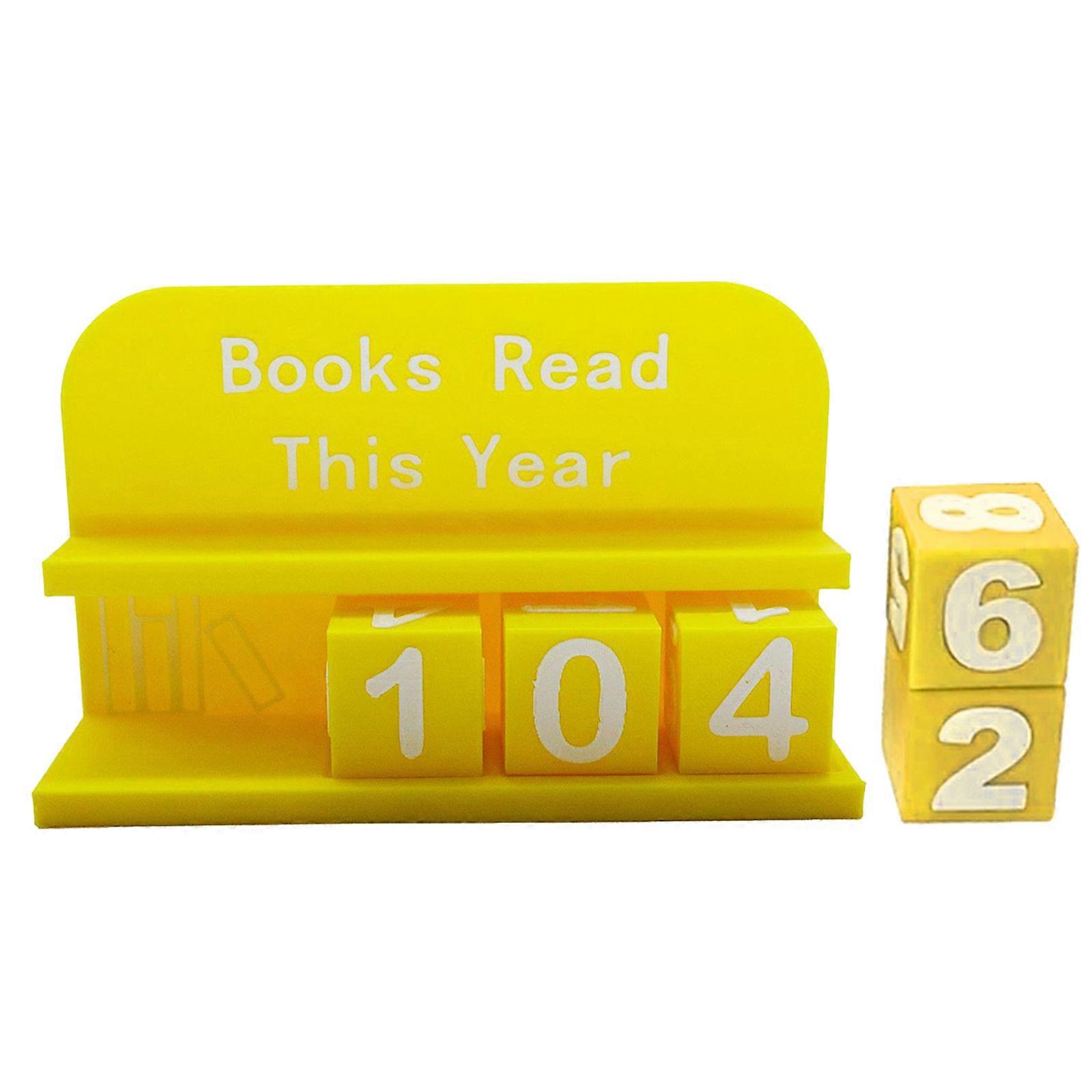 3D Printed Book Counter Sign Decors for Tracking Reading Progress Clear Numbered Desktop Ornament Book Enthusiasts Gift  Yellow