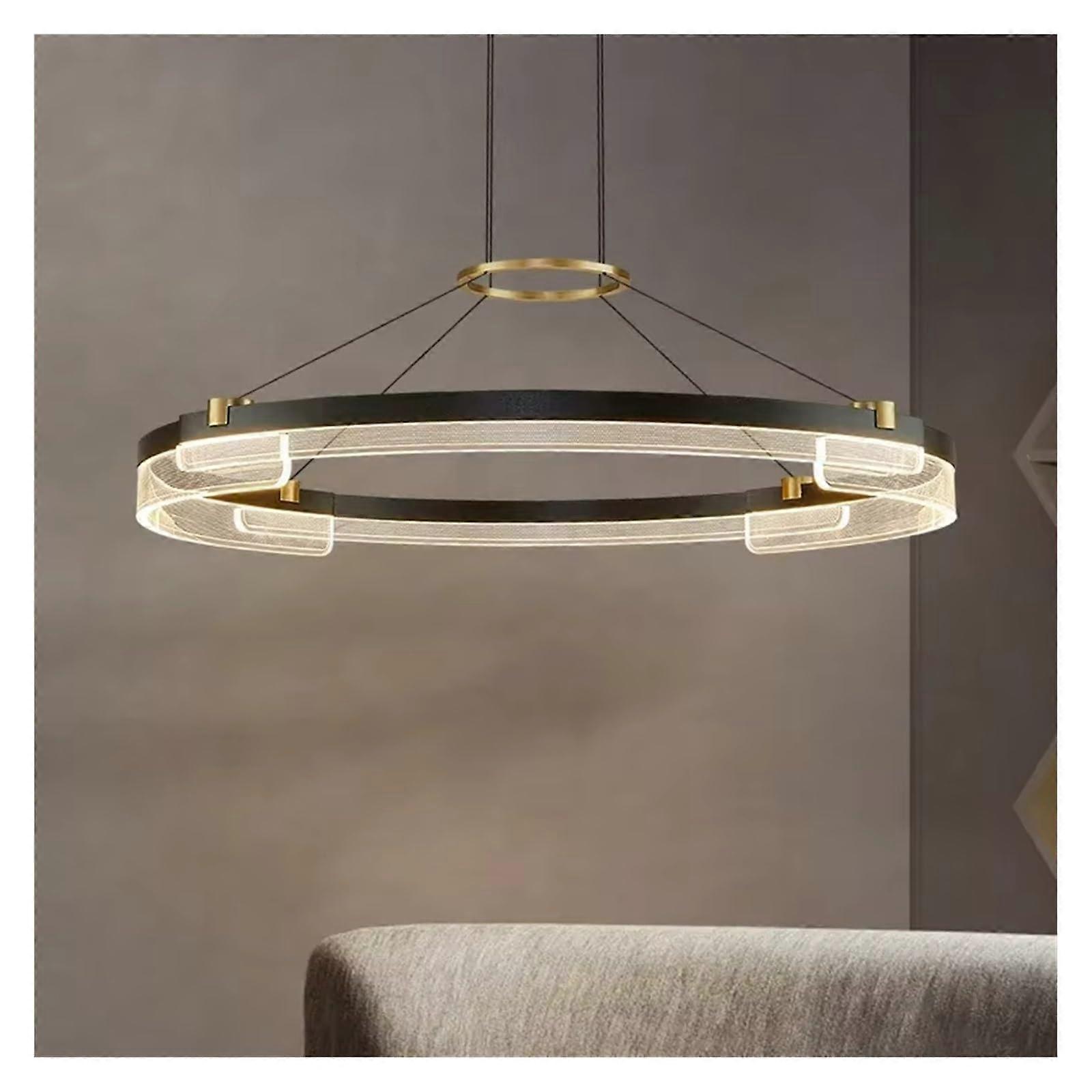 Modern LED Chandelier with Acrylic Lampshade, Warm White Ceiling Light Fixture for Living Room 40cm