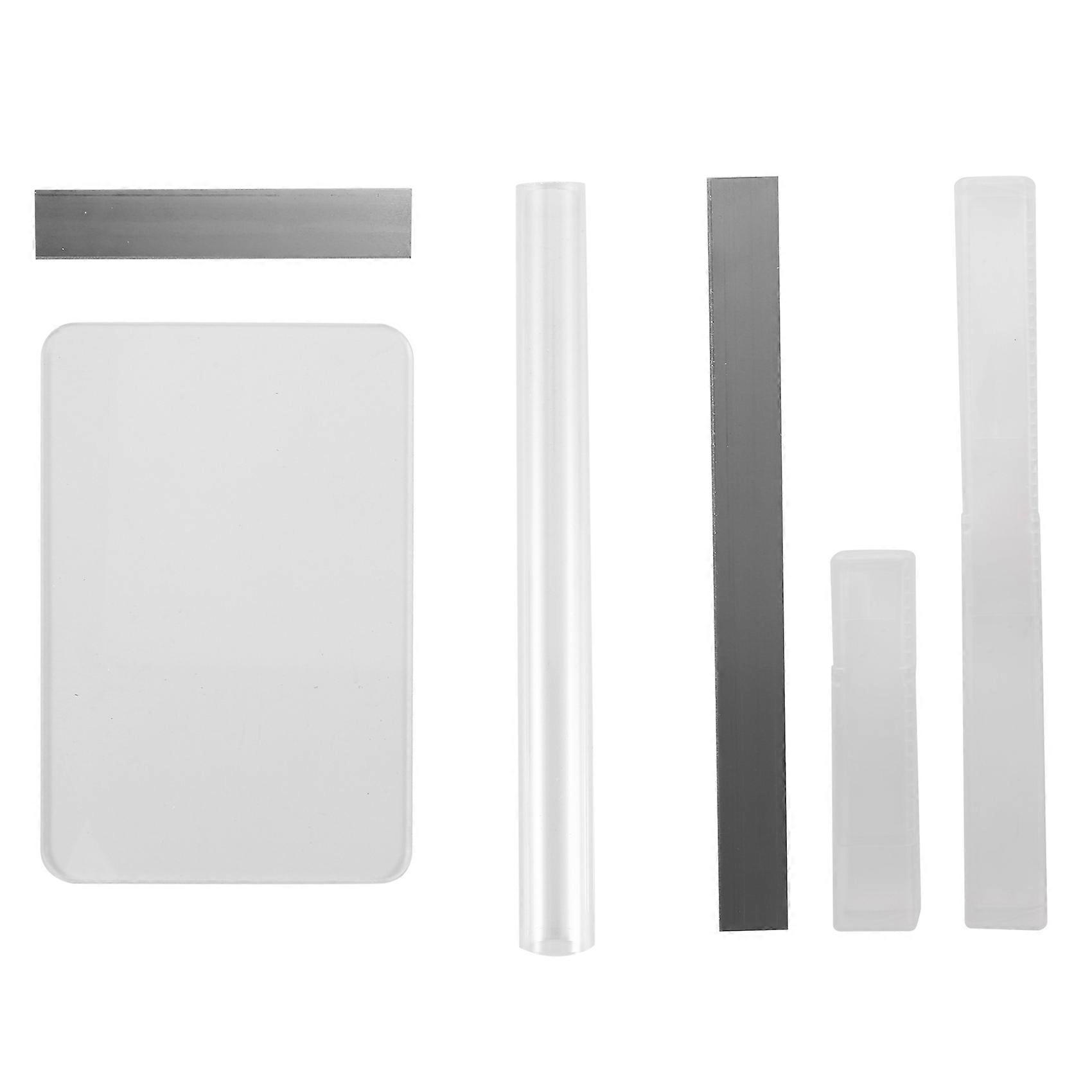 6 Pcs Acrylic Solid Clay Roller Clear Acrylic Sheet Rectangle Shape Backing Board Flexible Polymer Clay Cutters Carbon