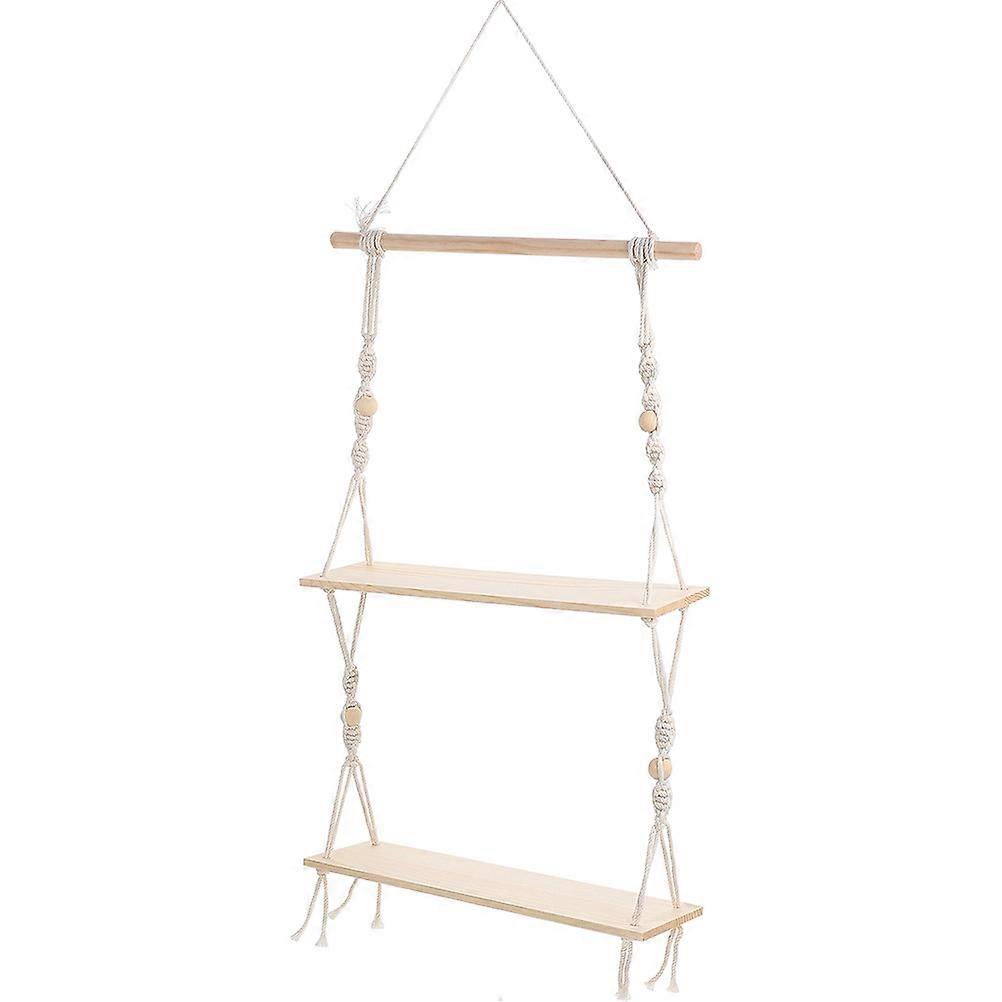 Chic Floating Shelf 5Pcs Macrame Double Layer Wall Storage Elegant Craft For Home Kitchen Bedroom Office