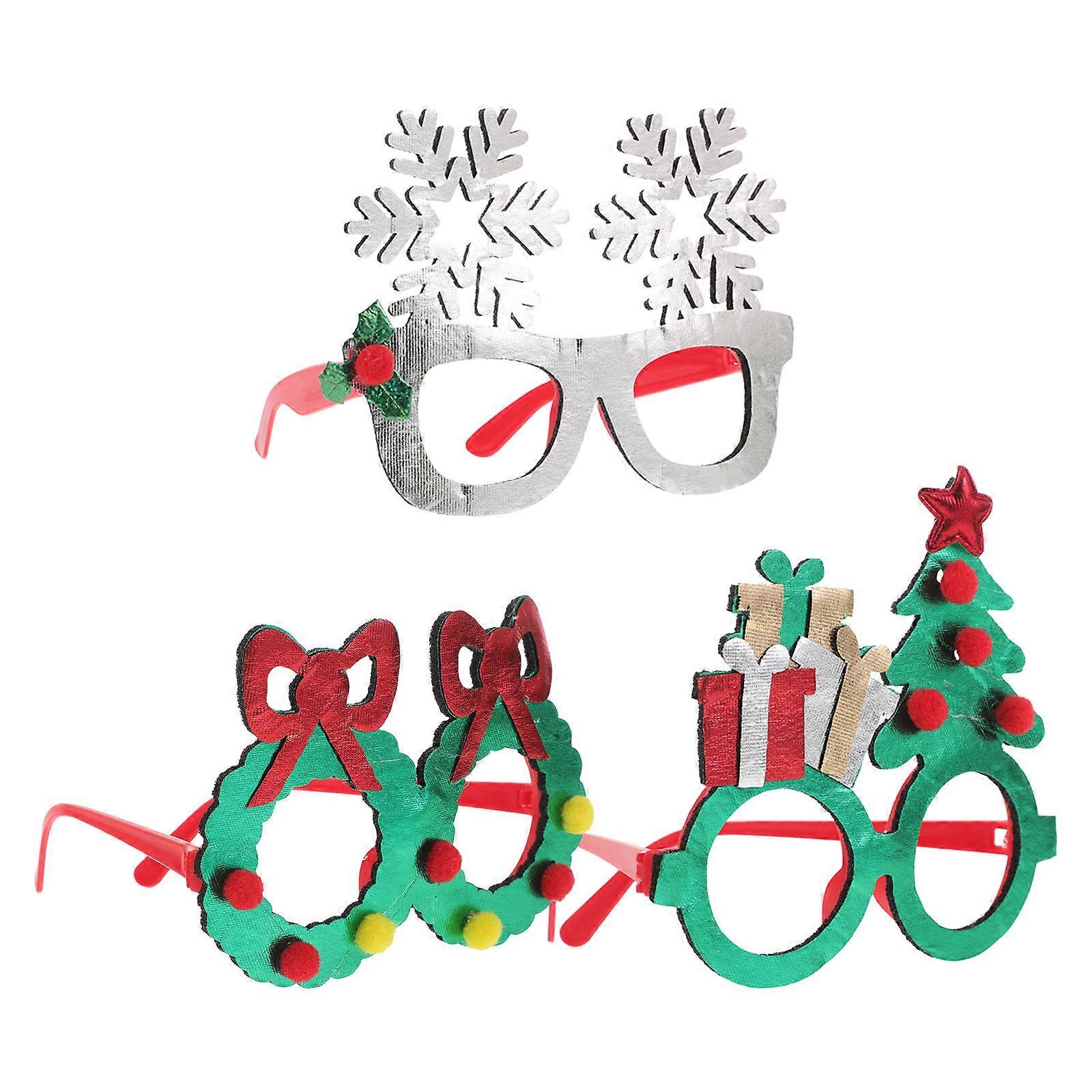 3Pcs Christmas Party Glasses Frames for Festive Eyewear Holiday Use