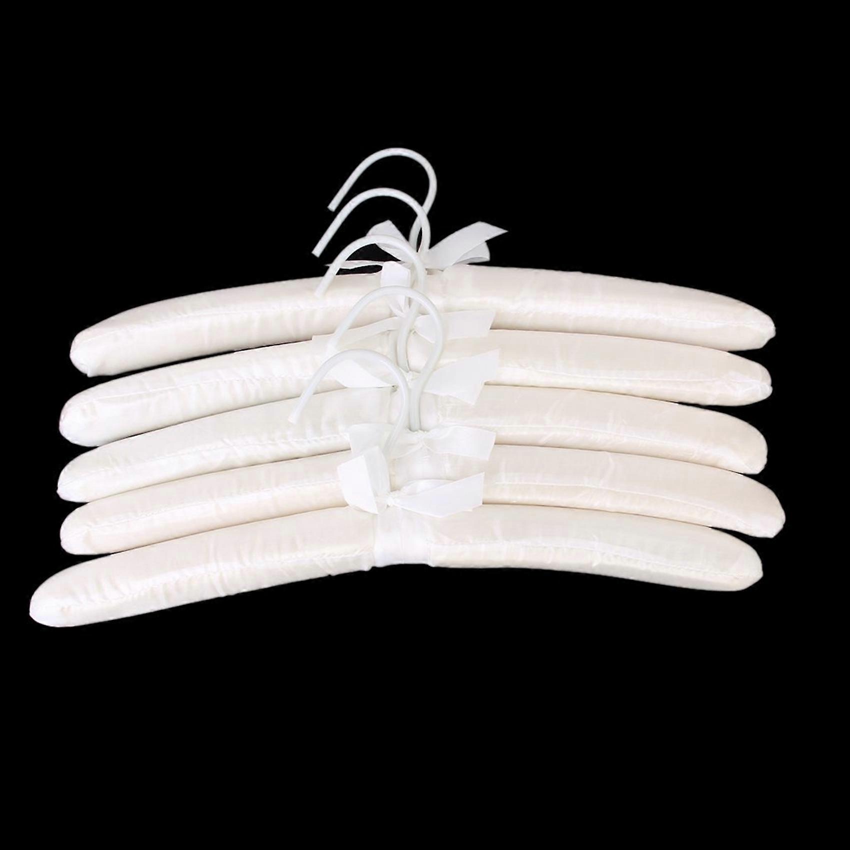 10 X White Satin Padded Clothes Hook Hanger