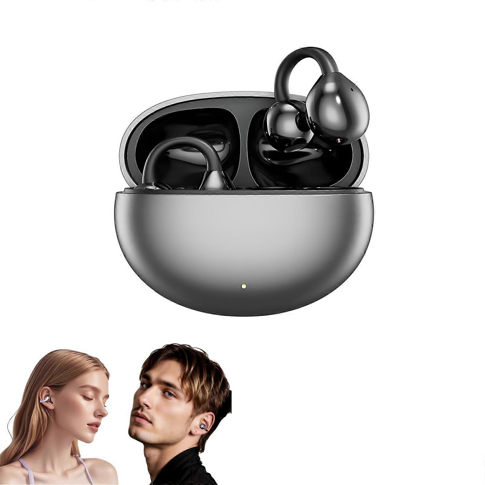 Wireless Bluetooth Headphones Bone Conduction Ear Clip OpenEar No InEar, Bluetooth 5.4, TypeC Charging, Black