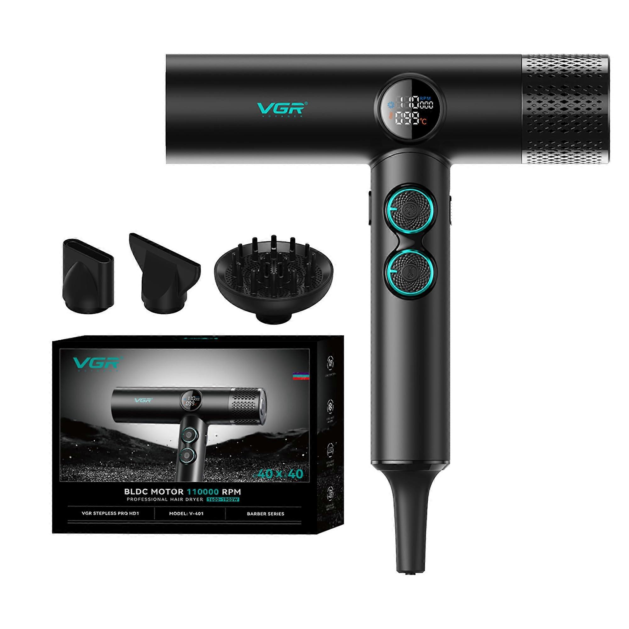 Professional Ionic Hair Dryer with LED Display, UltraFast Drying and Low Noise BLDC Motor, Black