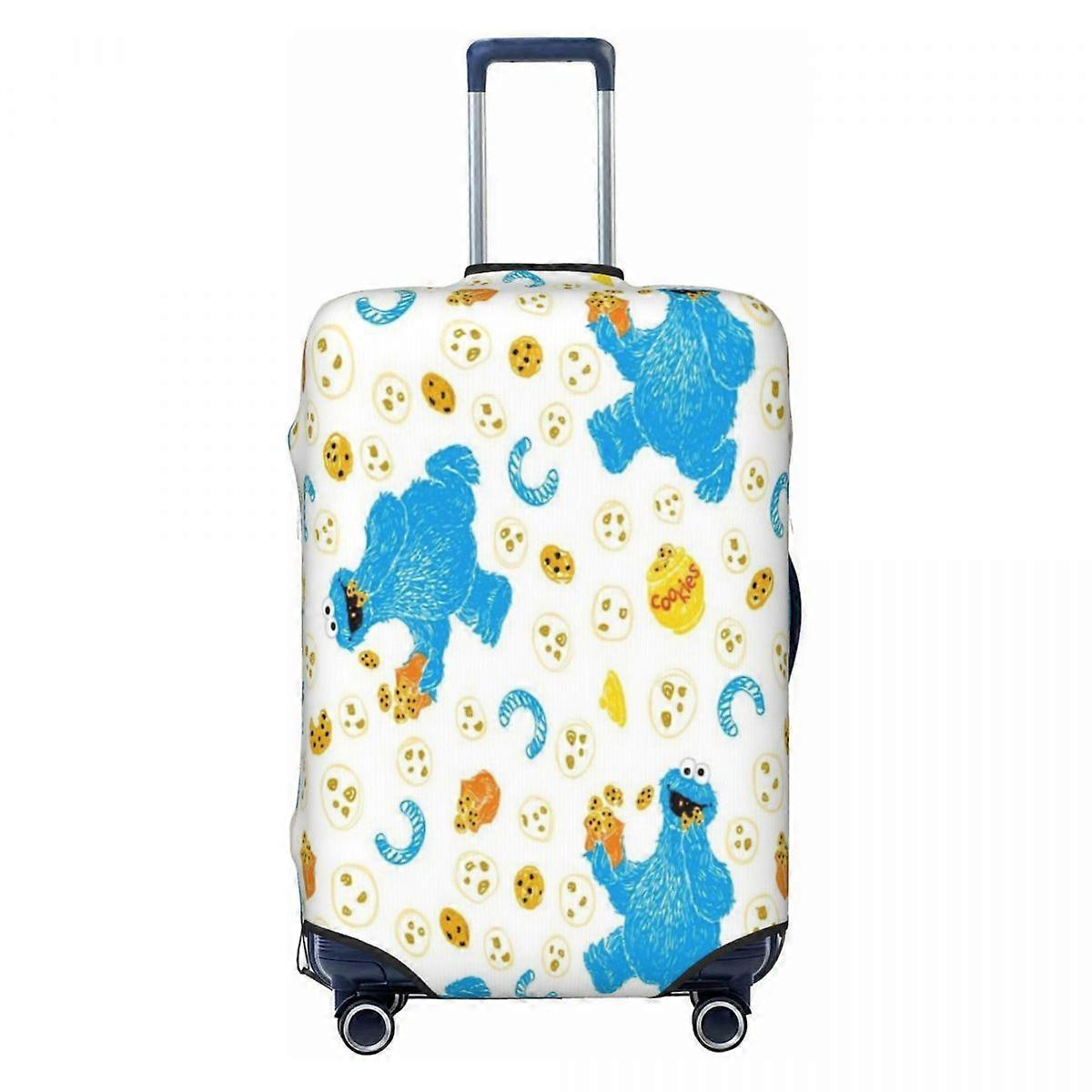 Capa protetora personalizada para mala de viagem com estampa de programas de TV do Cookie Monster, ideal para malas de 18 a 32 polegadas.