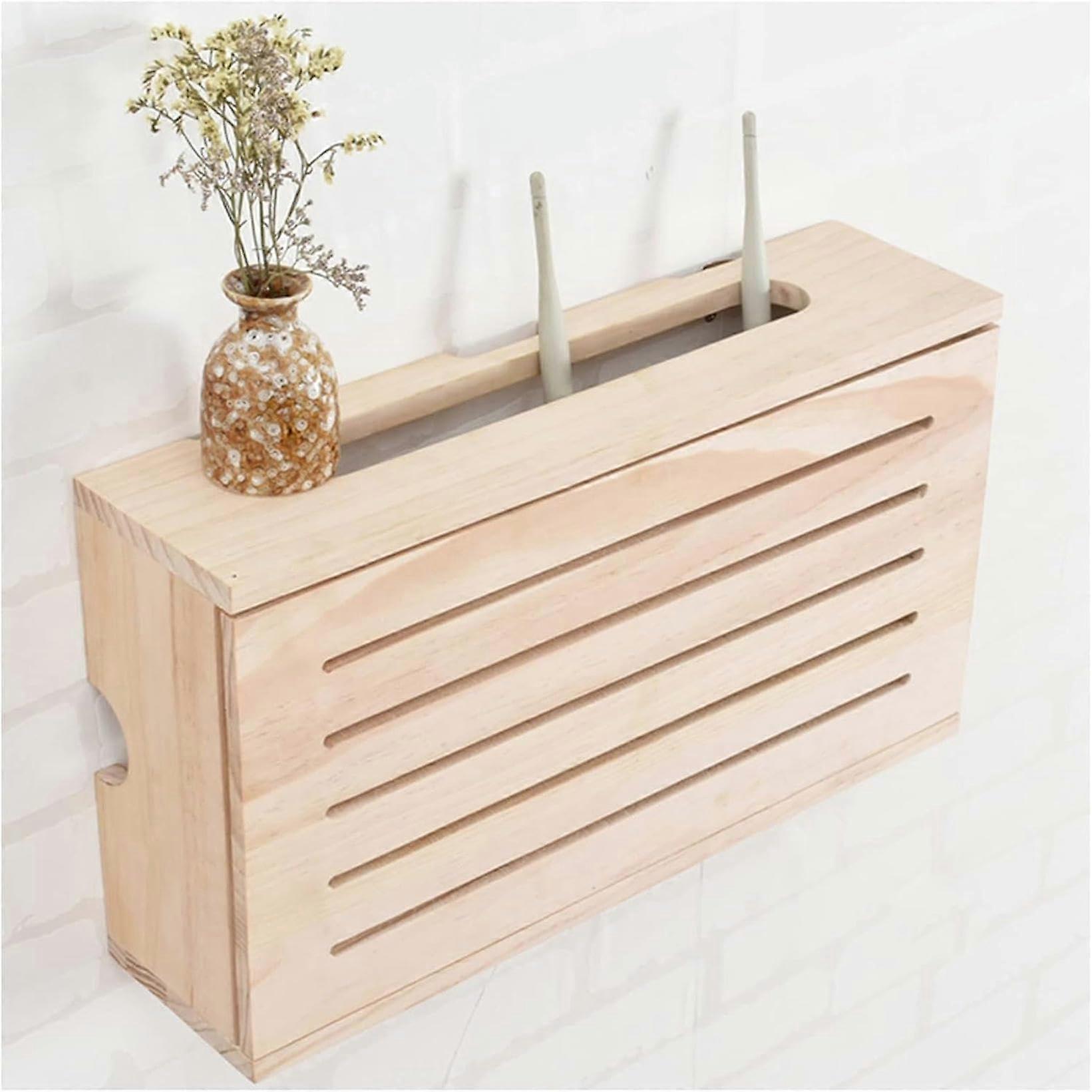 WiFi Router Storage Box Wooden WallMounted Router Shelf for Cable Management and MultiDevice Organization 42x23.5x11cm