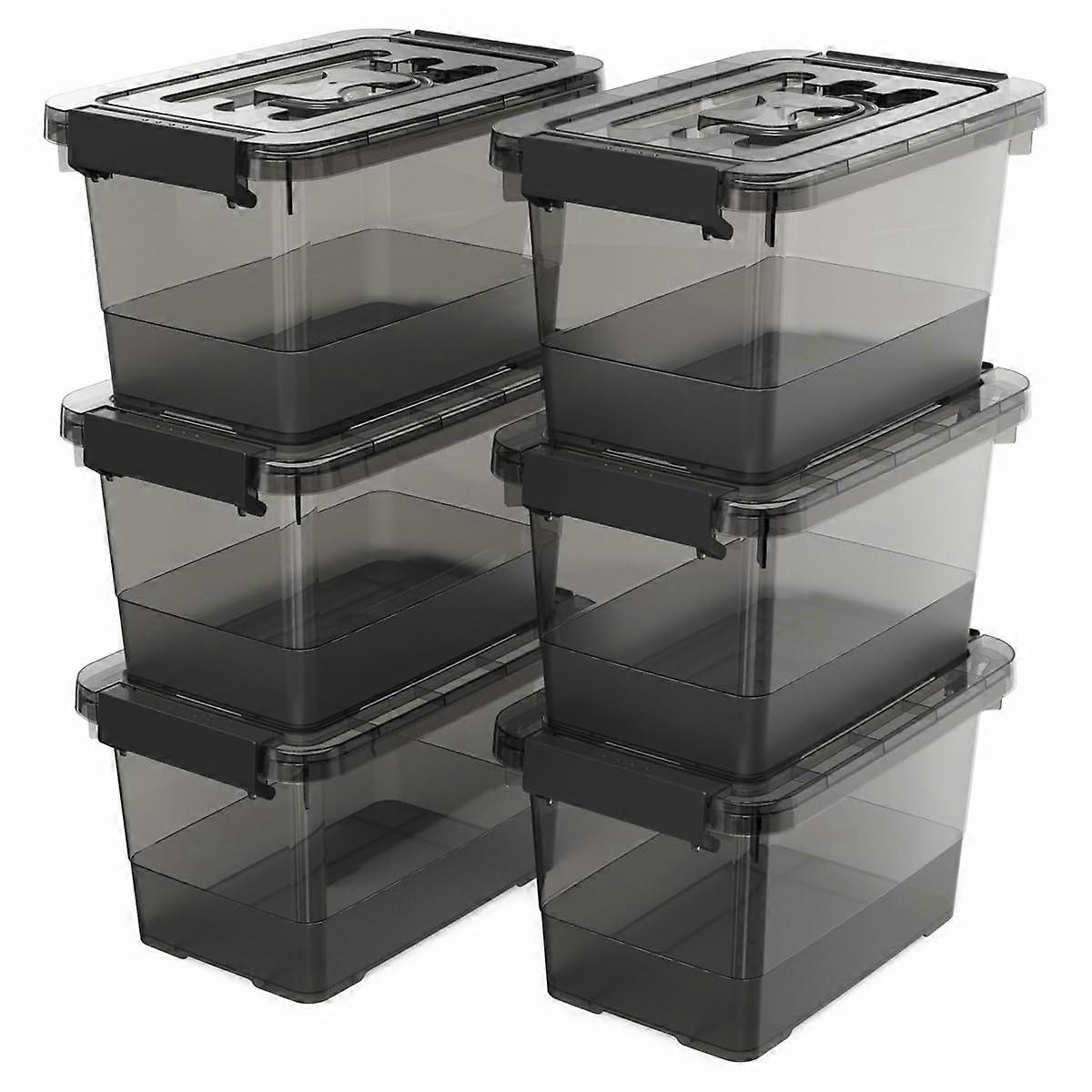 Clear Plastic Storage Bins with Lids 4 Quart 6Pack Stackable Organizer Boxes with Handles