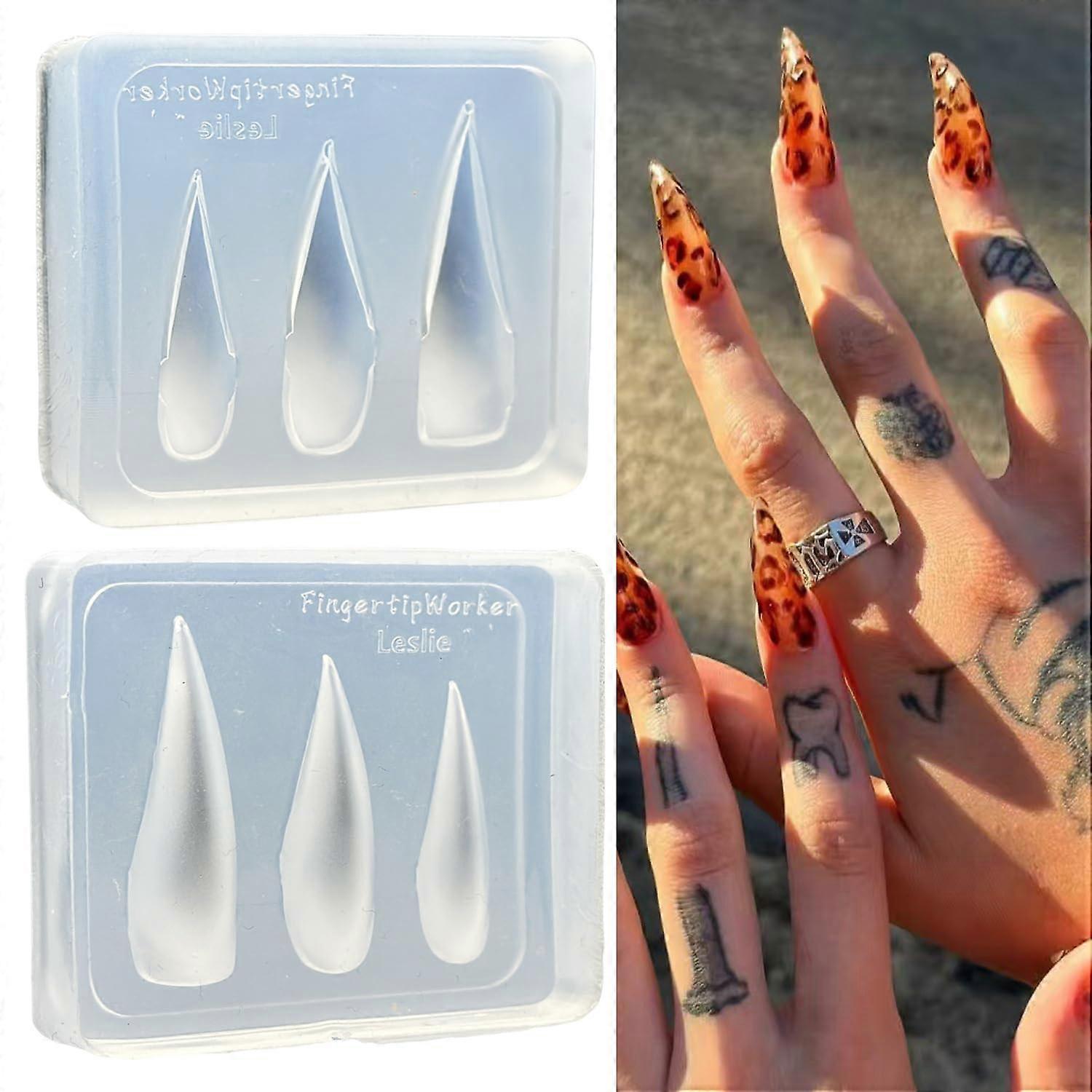 Nail Extension Molds Reusable Silicone Stiletto Nail Forms with Precision Shape for DIY Tips