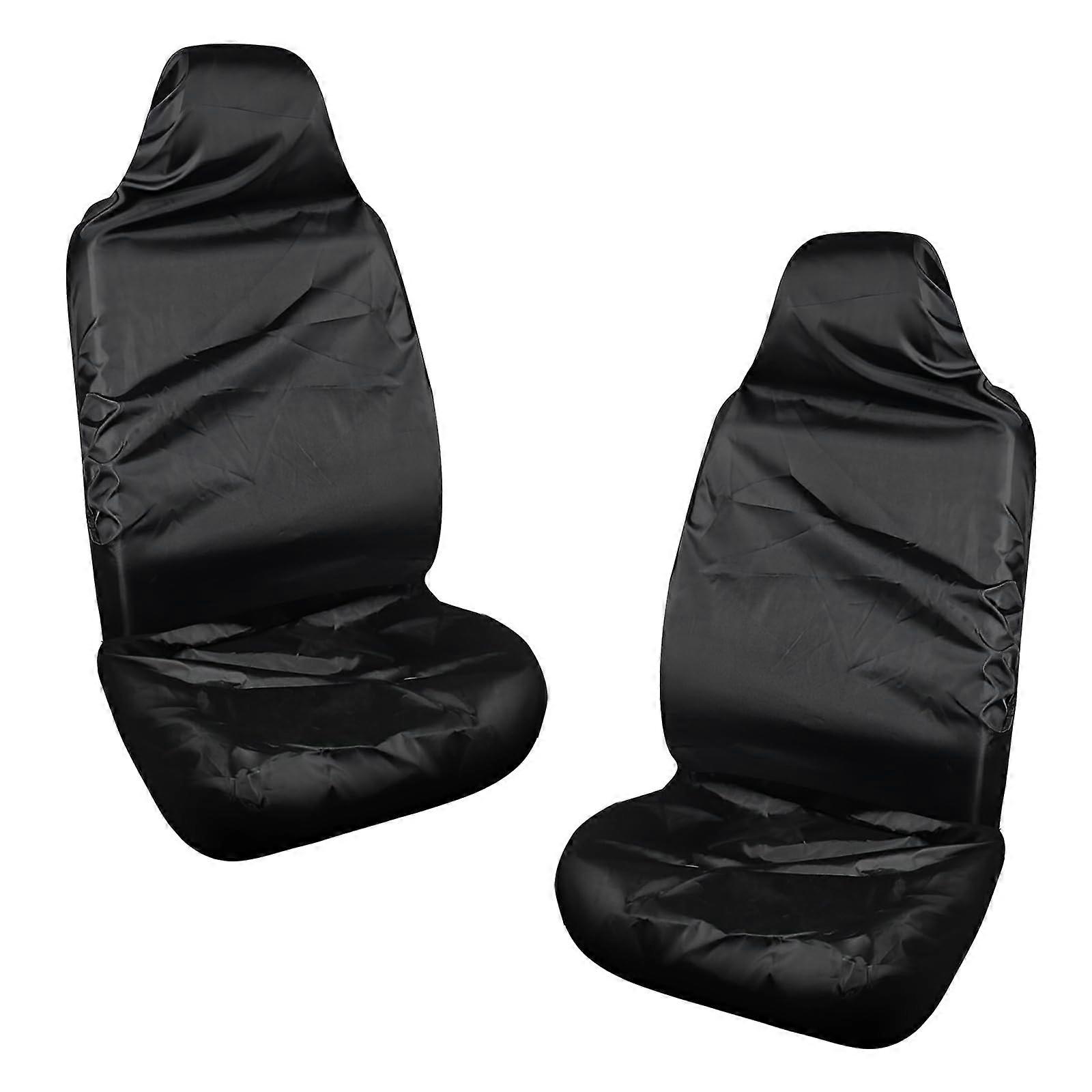 Waterproof Front Car Seat Protector 2 Pack Universal Fit Black Heavy Duty Easy Clean