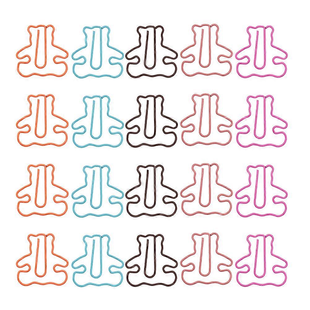 Decorative Bear-Shaped File Clips for Paper Holding 20Pcs Assorted Color