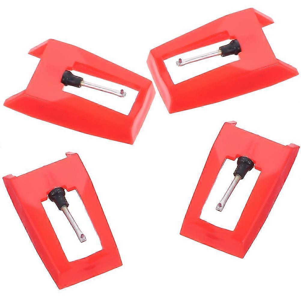 Turntable Stylus Replacement Needle for Record Player 4Pcs Red Plastic