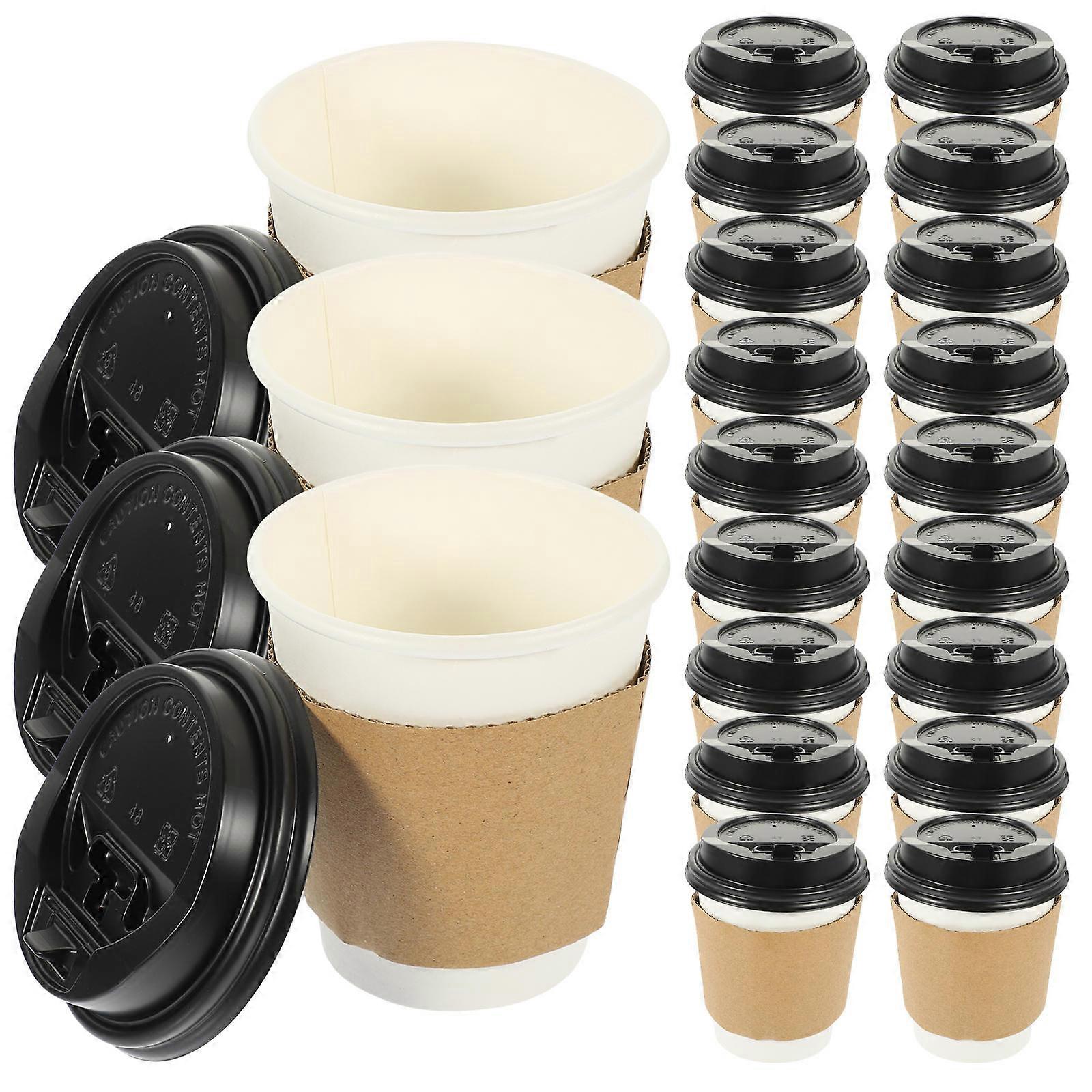 Thick Hot Beverage Cups Disposable Coffee Cups for Milk Tea 50Sets