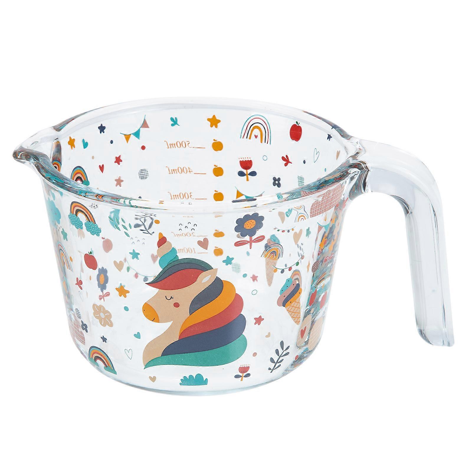 Glass Measuring Cup for Home Baking Use Cartoon Style with Handle