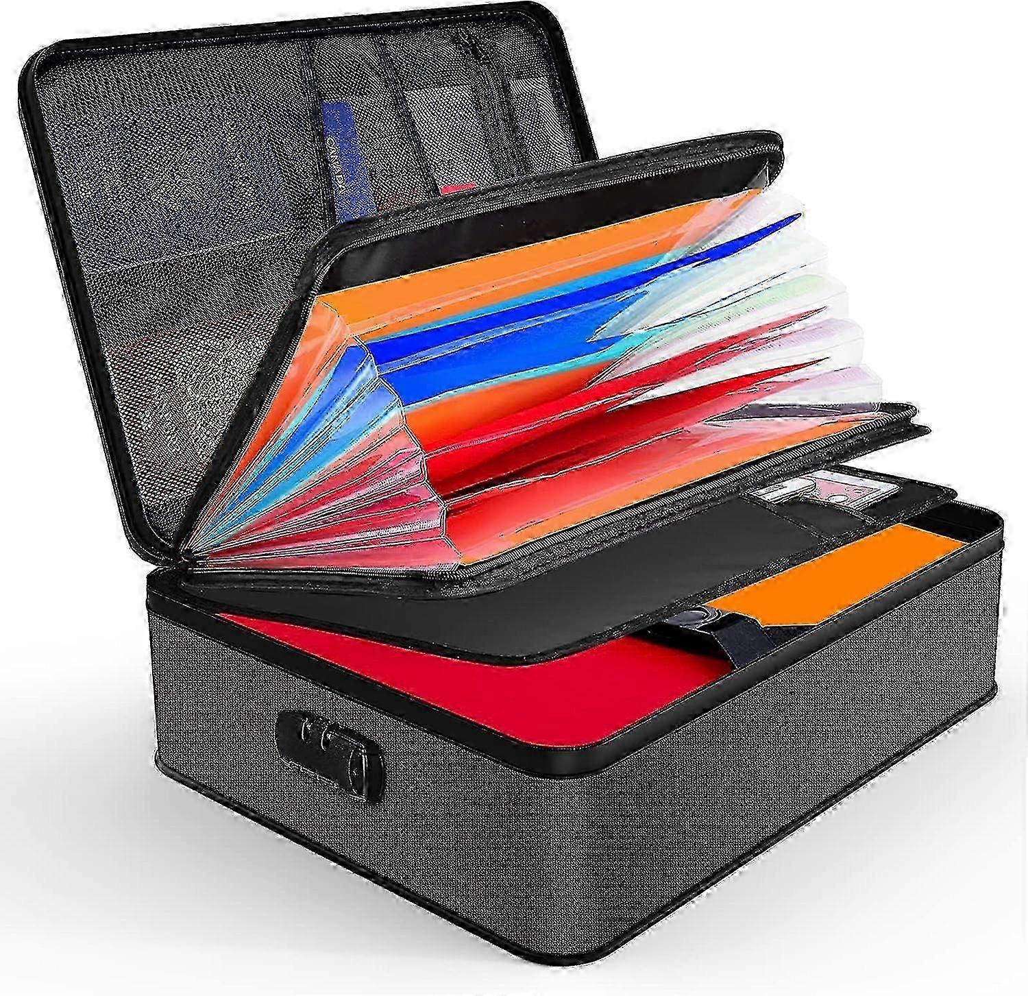 2025 Fireproof with Lock Storage Box with 7 Compartments File Organizer