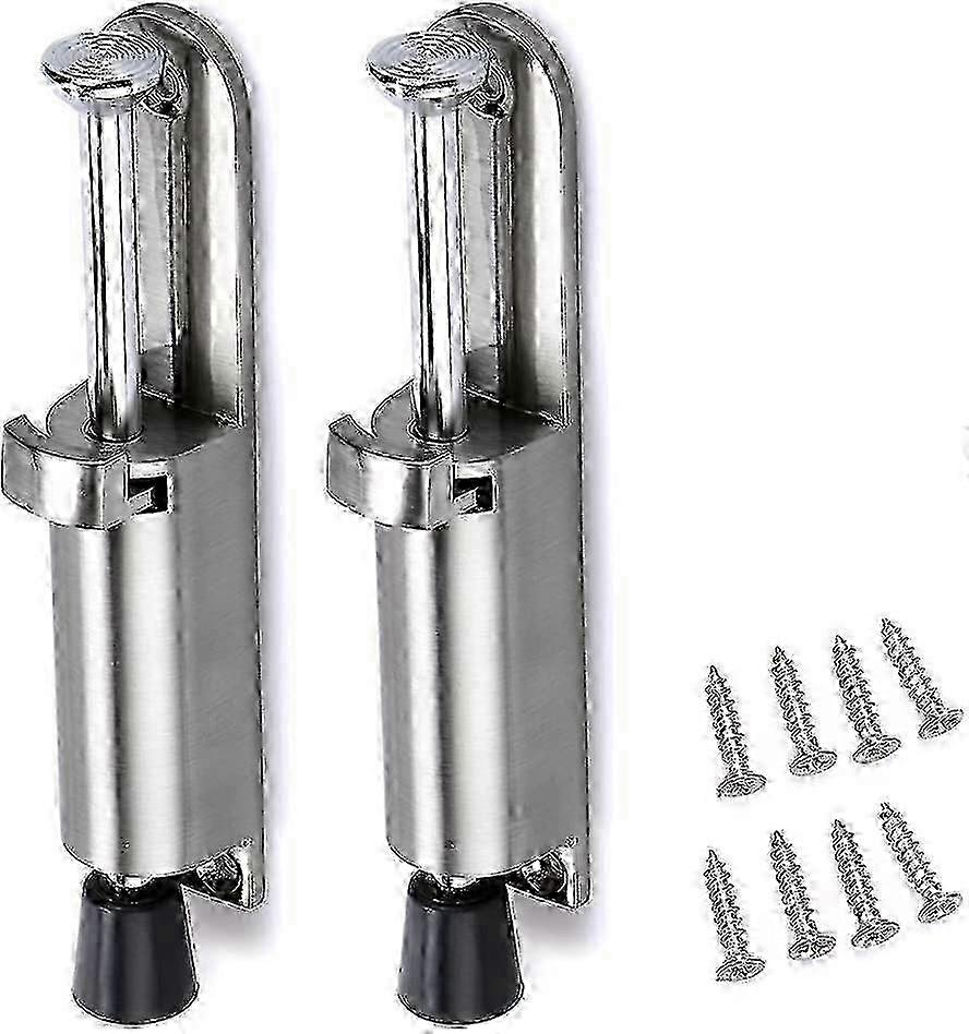 2pcs Stainless Steel Kick Down Door Locks Stopper Holder Spring Loaded Adjustable (silver)