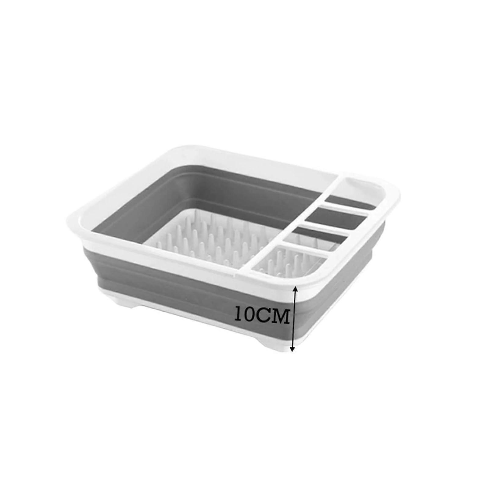 Collapsible Dish Drying Rack Adjustable Length Over Sink with Utensil Holder Small Size