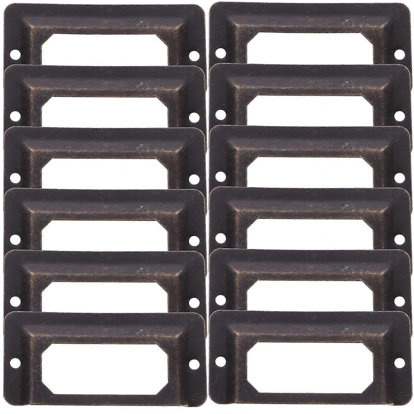 12Pcs Metal Label Holder Frames Drawer Cabinet Label Frames Retro Label Holder
