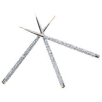 Professional Nail Art Brush for Painting Use Marble Handle 3Pcs