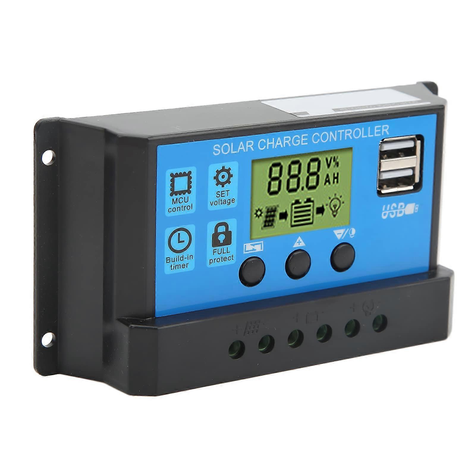 12V 24V Solar Charge Controller with USB and LCD Display, PWM Regulator for OffGrid Systems 10A