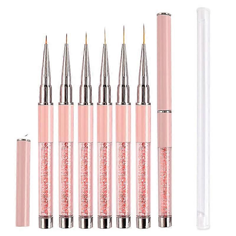 6pcs Nail Art Liner Brush Set Multiple Sizes for Precision Detailing with Durable Nylon Bristles