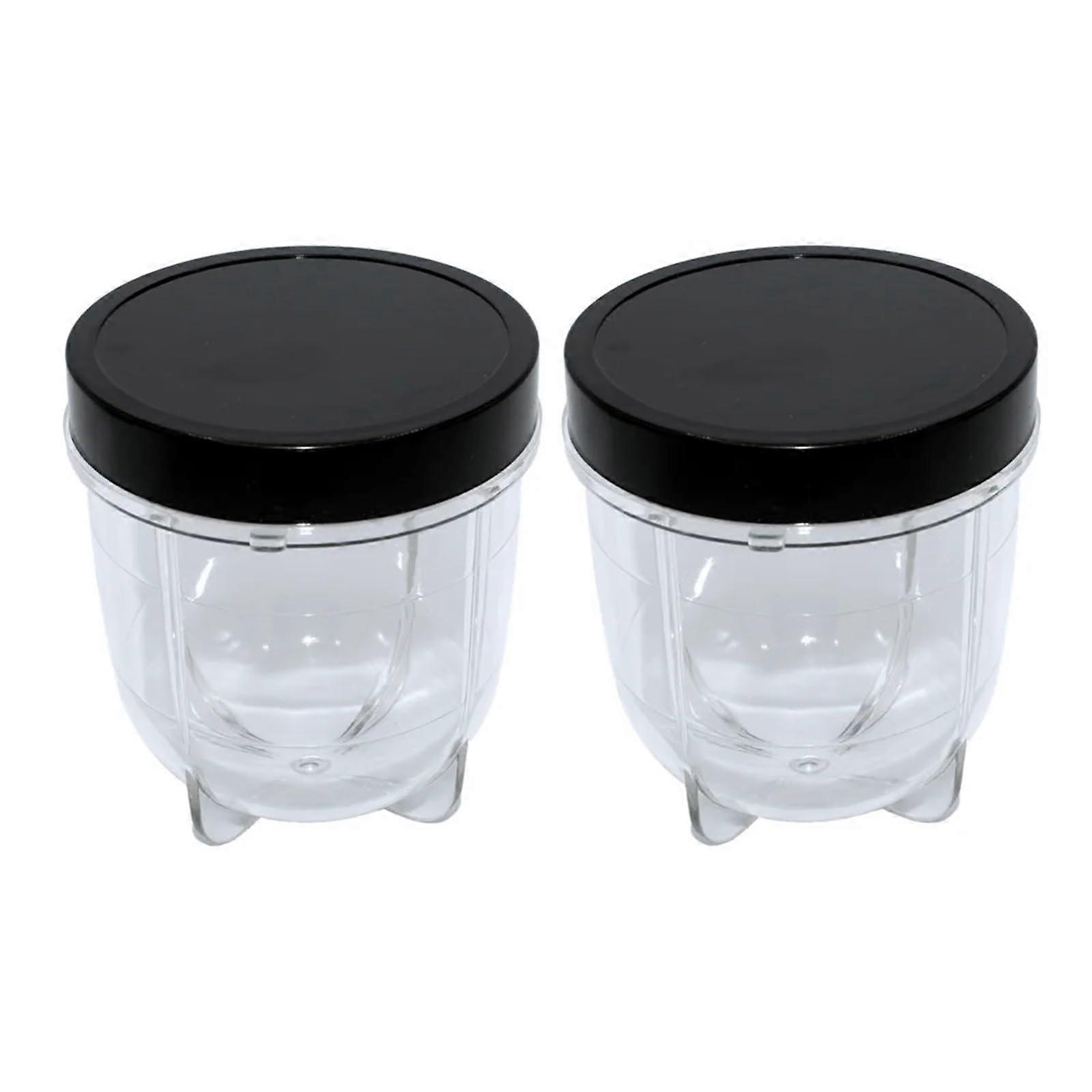 2 Pack Short Cup with Black Lid for Magic Bullet 250W Blender MB1001 Replacement Accessory