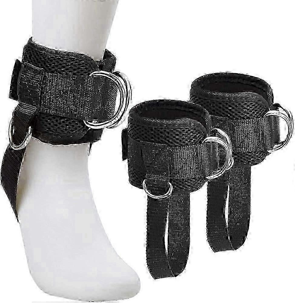 1 pair ankle straps d-ring cable machine workout adjustable padded cuffs kickback