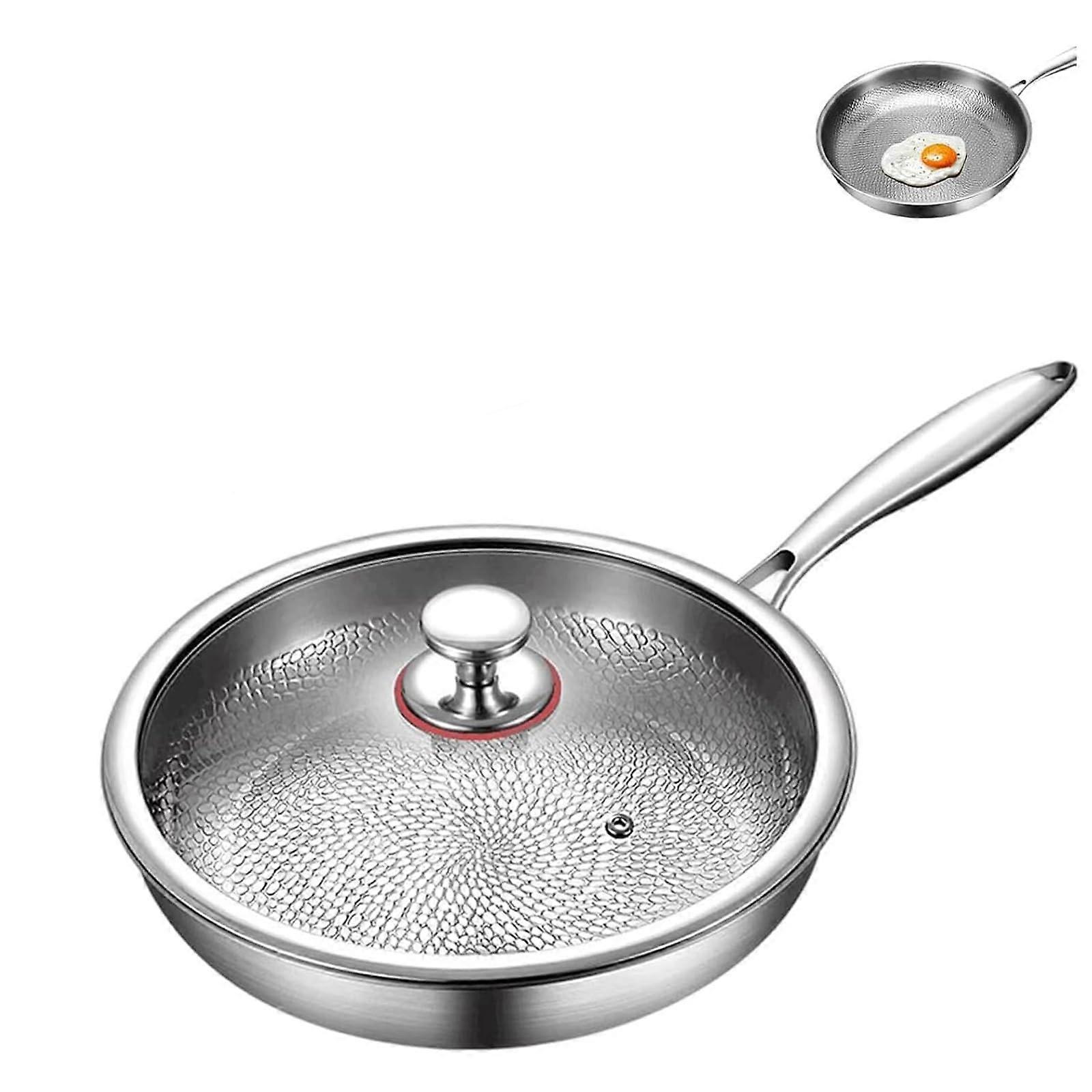 Titanium Non Stick Frying Pan with Lid, Scratch Resistant 28cm Cookware for Even Heating