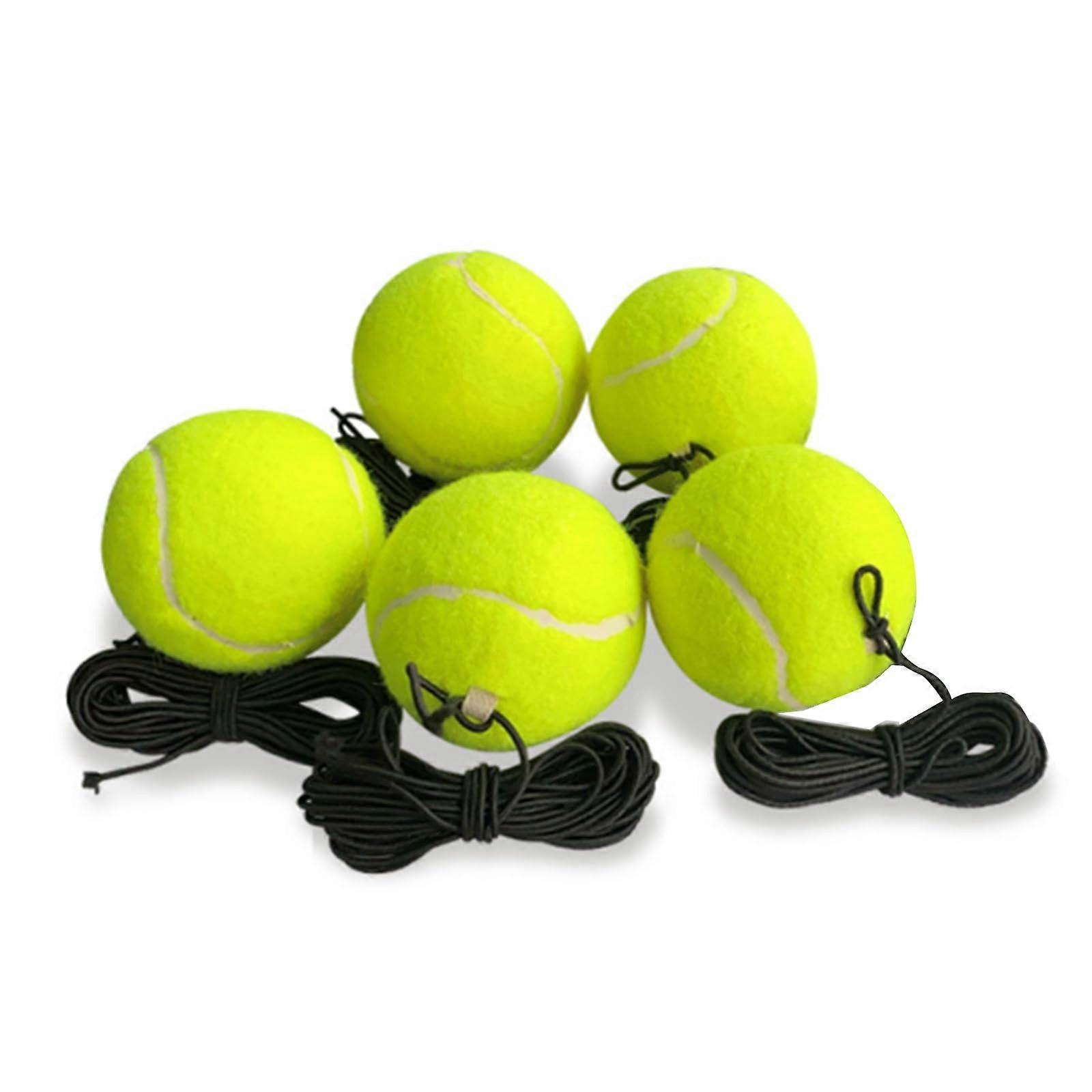 5Pcs Tennis Trainer Ball with Elastic String for Beginners, Durable Rubber Rebound Training