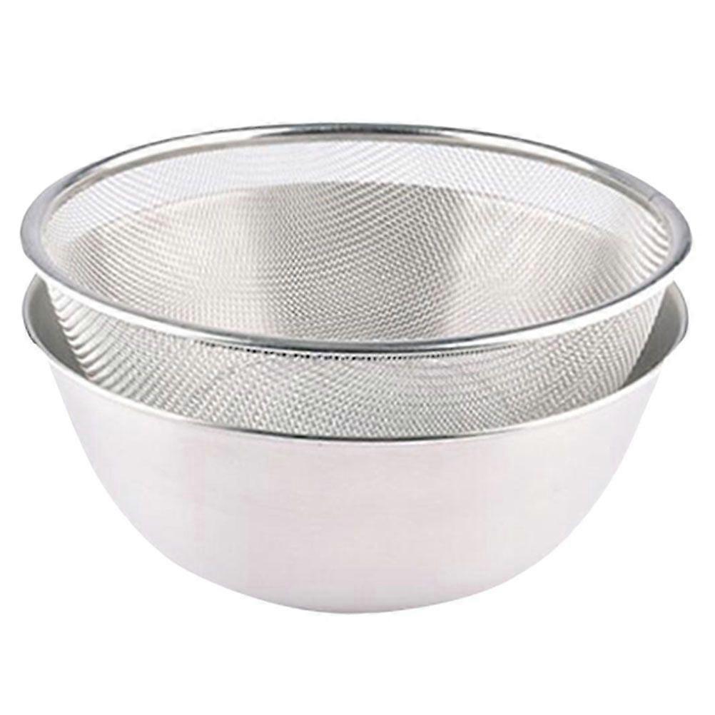 1 Set Practical Kitchen Stainless Steel Storage Basin and Drain Basket Set