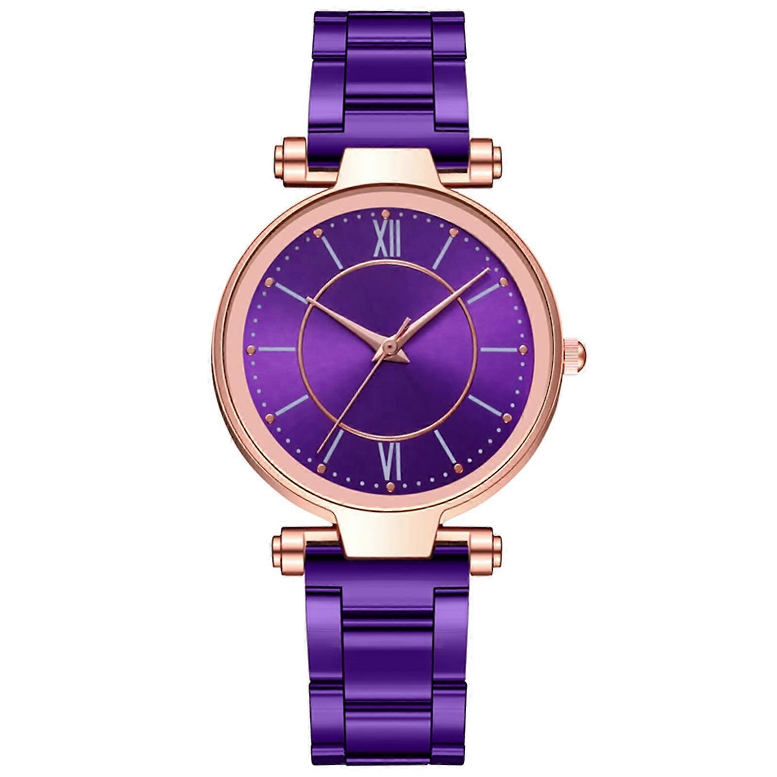 Women's Analog Watch with Chic Round Dial and Adjustable Purple Silicone Strap