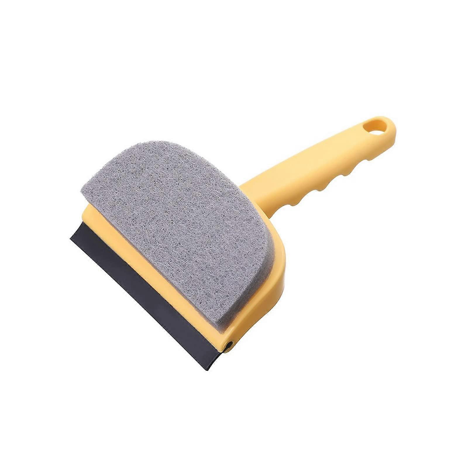Shower Squeegee with DualSided Brush and Detergent Sponge for Bathroom Tile and Window Cleaning