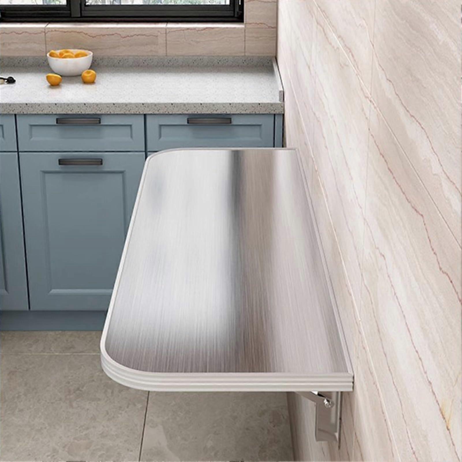 304 Stainless Steel Wall Mounted Folding Table, SpaceSaving Drop Leaf Desk for Small Spaces