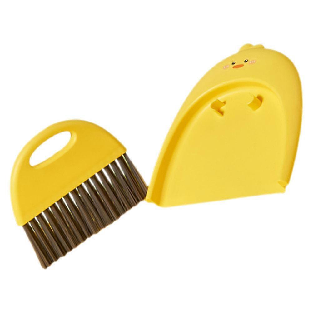 Mini Dustpan and Brush Set for Office Use 1Set Yellow Cleaning Tool