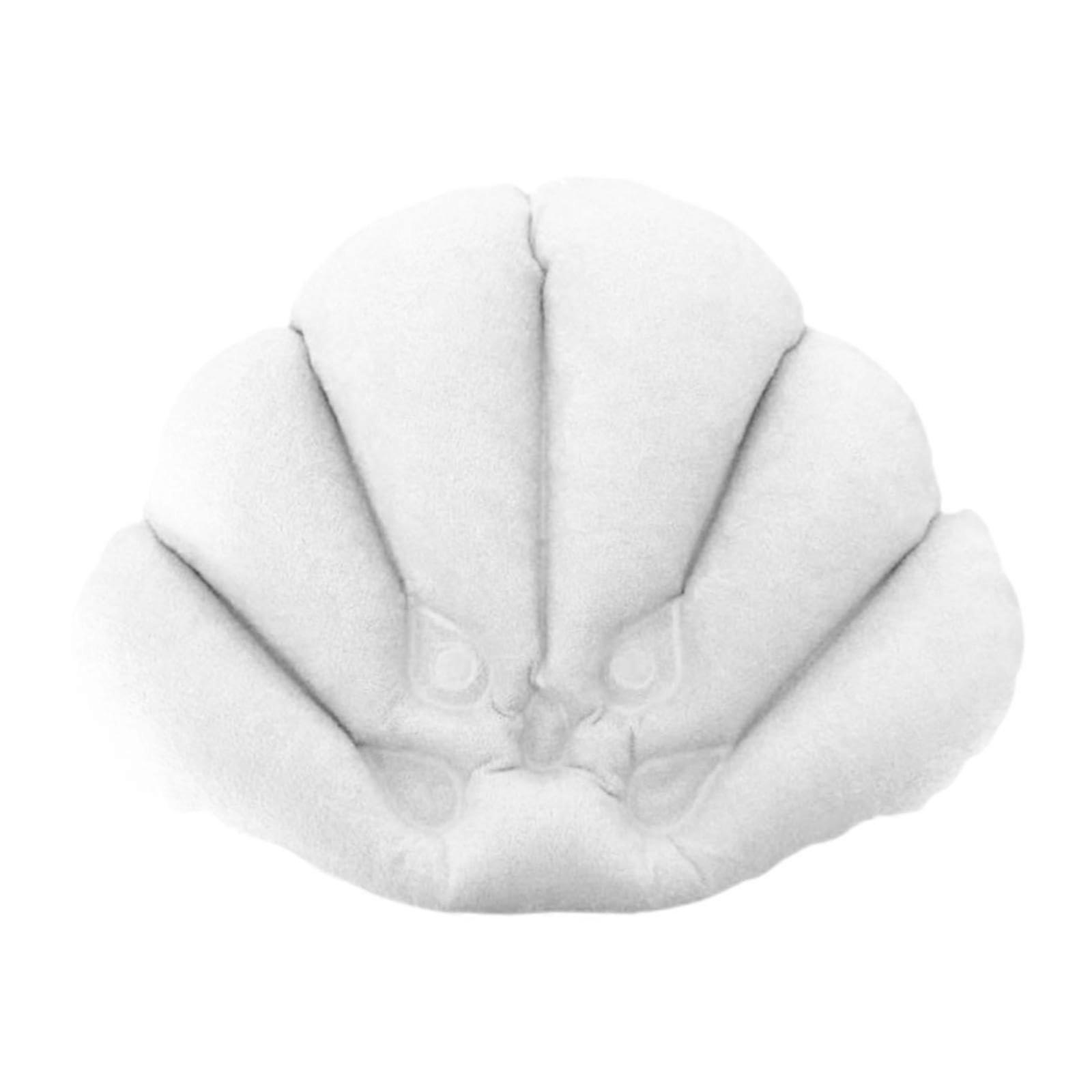 Shell Shaped Inflatable Bath Pillow with Comfortable Neck Support and Secure Suction Cups for Tub