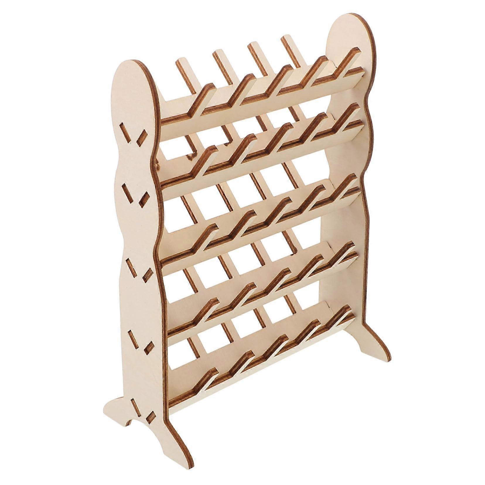 Wooden Thread Rack Spool Holder for Sewing and Crafting Tangle Storage SpaceSaving Design